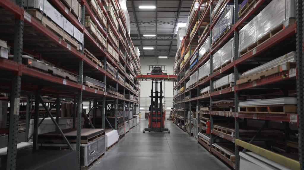 Plastic supplier showing interior of warehouse